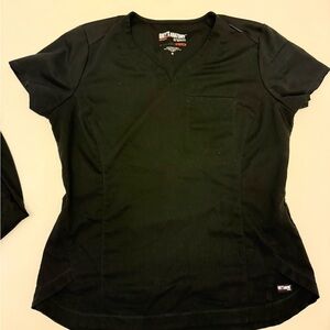 TWO Grey's Anatomy Women's Black V-Neck Short Sleeve Scrub Top